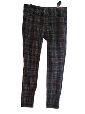 Free People Corduroy Windowpane Burgundy Design Plaid Pants